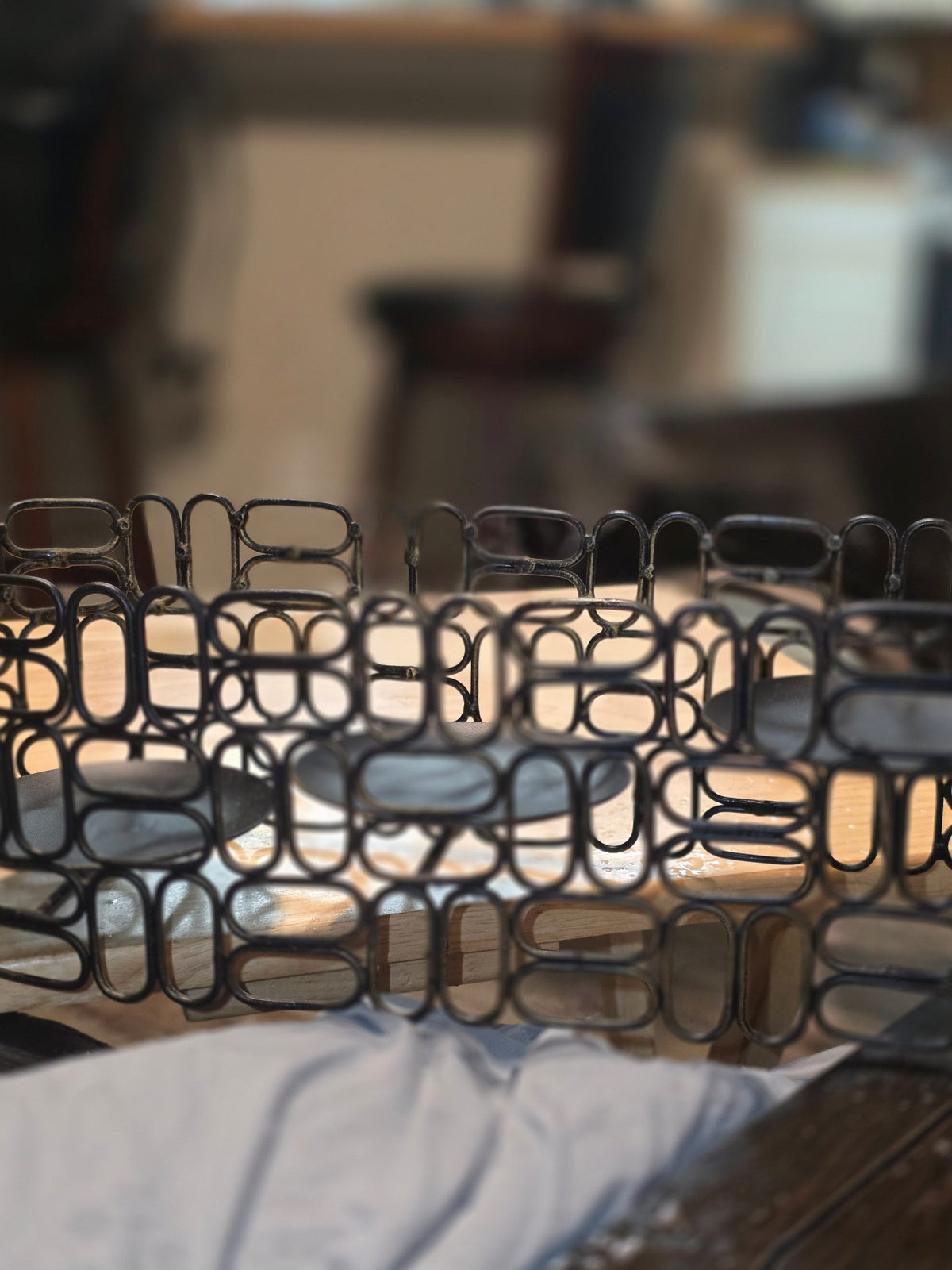 Black Wire Candle Holder / Basket – Metal Mesh