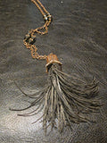Black Tassel Pendant Long Necklace with Gold Accent